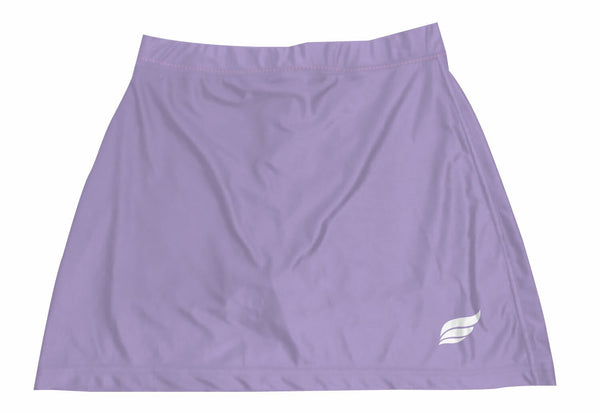 Violet bowling skort with white logo detail on lower right side