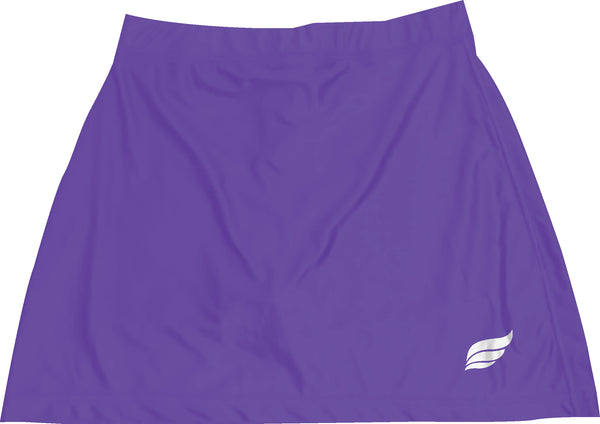 Purple bowling skort with small white logo on lower right side