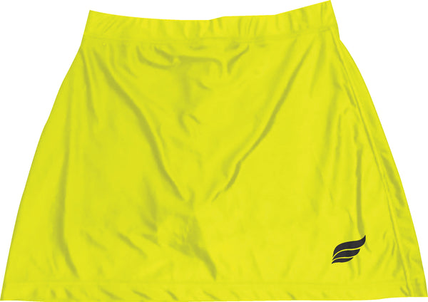 Neon yellow bowling skort with small black logo on right side