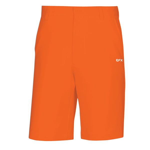 Bright orange bowling shorts with small EFX logo on right side